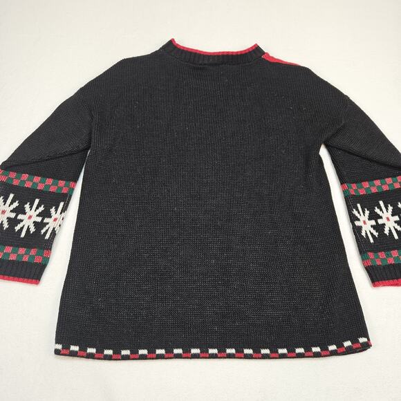 VTG Christmas Sweater Womens M Cat Kitten Kitty Holiday Made in USA Red Grandma - Picture 2 of 12